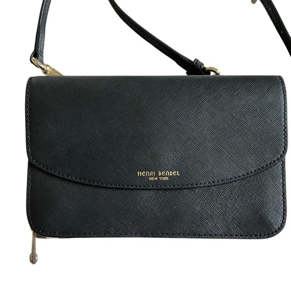 Henri Bendel 2 in 1 Centennial Stripe Wallet On A String / Black Crossbody Purse - Picture 2 of 16